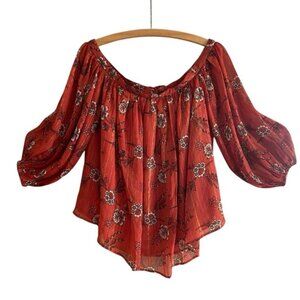 Ann Taylor Gorgeous Flowy Rust Color Floral Blouse Top Women’s Size XS